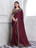 Wine Walnut Silk Saree